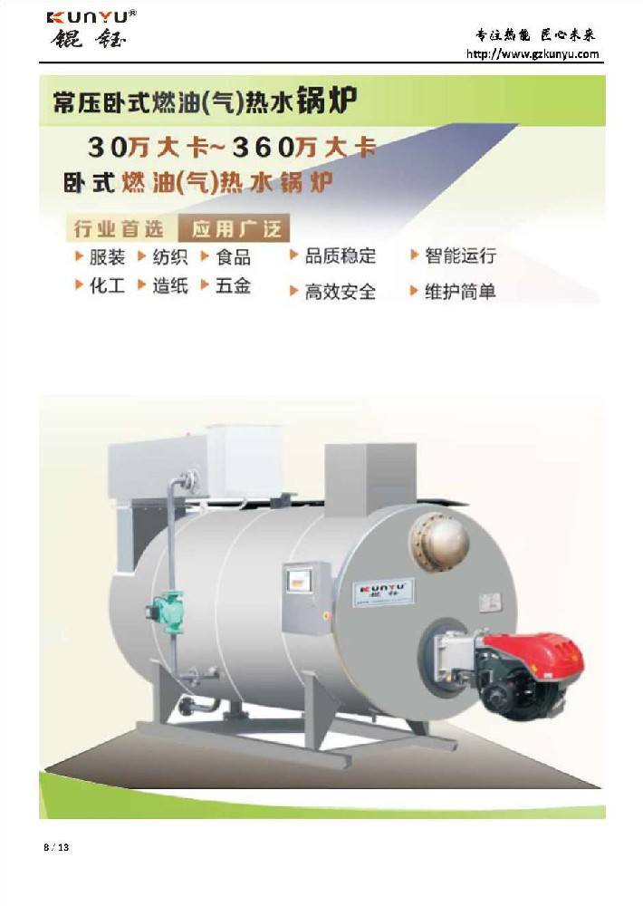 臥式180-360萬燃油（氣）熱水鍋爐
